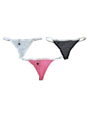 Gilly Hicks Lot of 3 Down Undies String Thong Panties Logo Stretch Cotton Small
